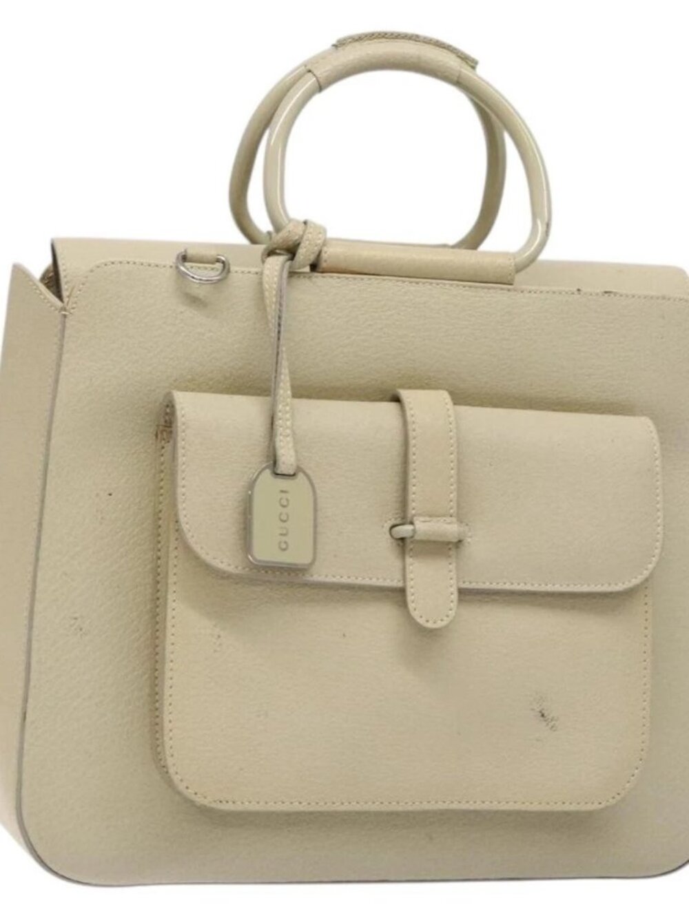 GUCCI Hand Bag Leather Beige 000 2058 0307 5 Auth